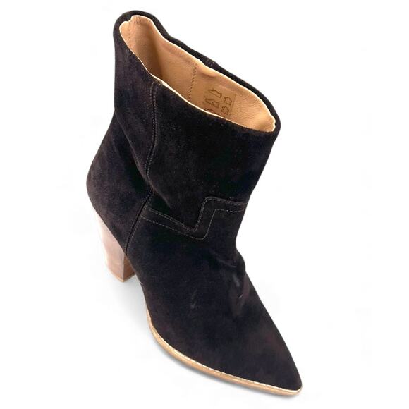 NEW Brochu Walker | 6 | Marfa Suede Point Toe Block Heel Saddle Brown Ankle Boot - Picture 3 of 9